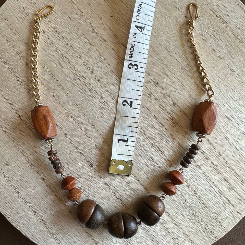Vintage Wooden Chain Collar Necklace